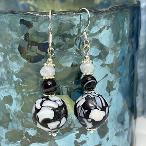 Black & White Elegant Earrings with sterling silver findings