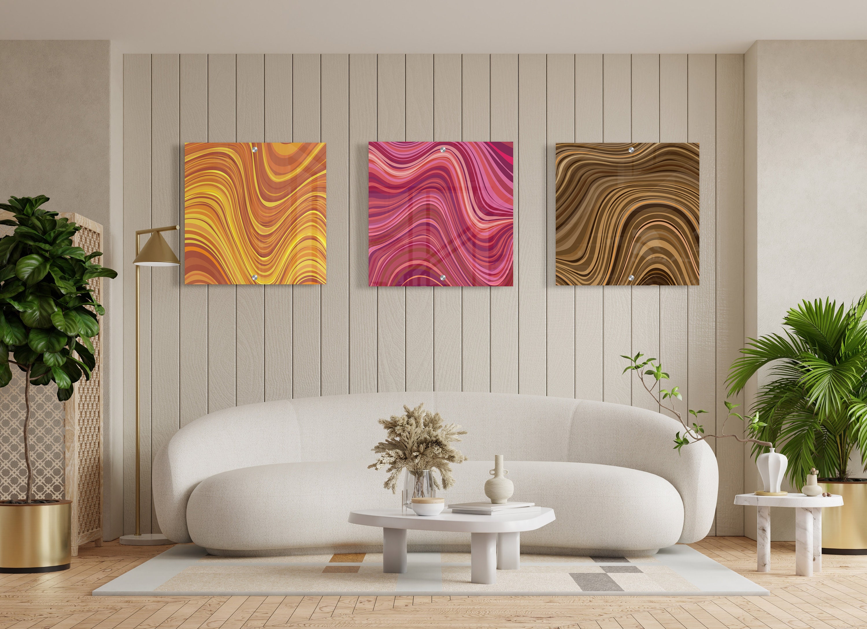 Mid Century Modern Art Set of 3 Art Contemporary Wall Art Etsy