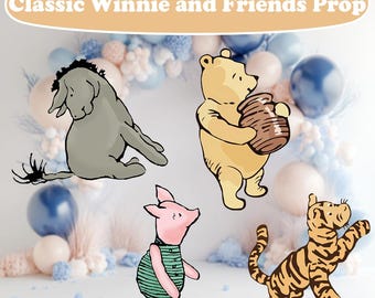Baby shower clásico de Winnie the Pooh, recortes de cumpleaños de Winnie the Pooh, primer cumpleaños, telón de fondo, accesorios, Winnie the Pooh y sus amigos, standee