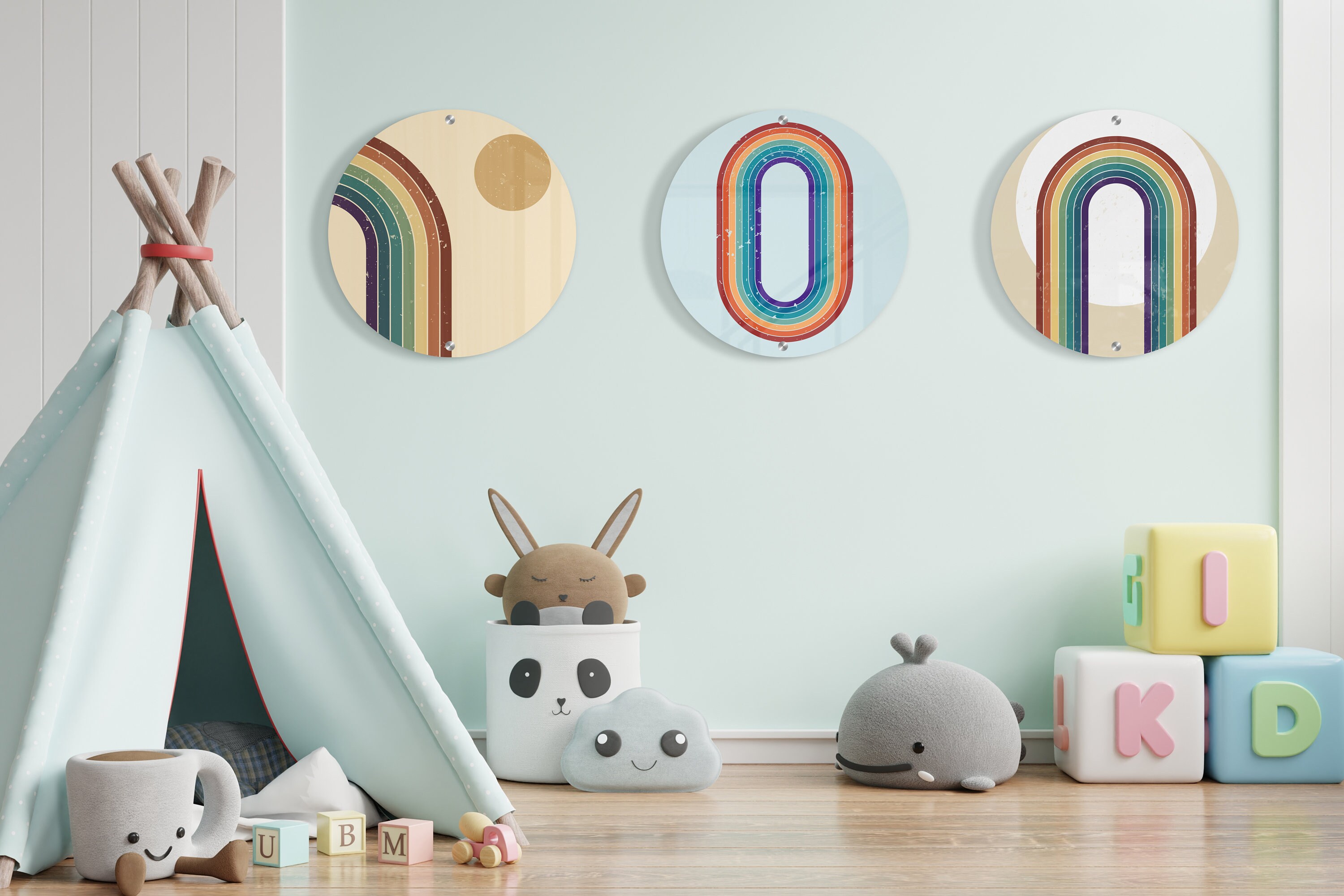 Kids Room Decor, Rainbow Art, Nursery Wall Decor, Set of 3 Prints