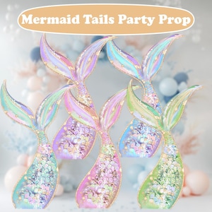Mermaid Tails Cutouts, Birthday Decoration, Under the Sea Decor, Whimsical Baby Shower, Pastel Mermaid Backdrop, Little Mermaid Party Signs