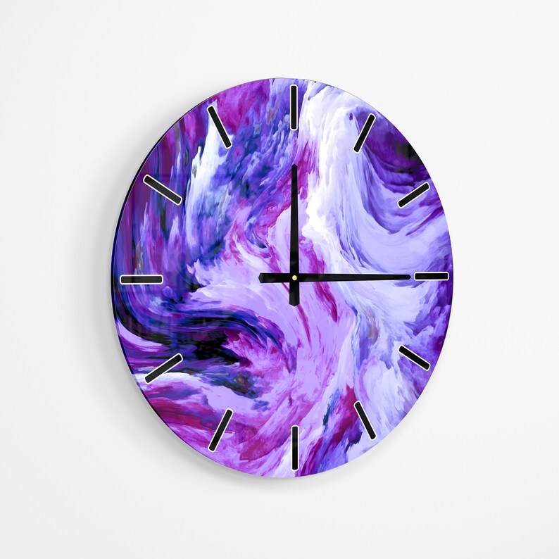 Purple Wall Clock Acrylic Wall Clock Mid Century Modern Wall Clock