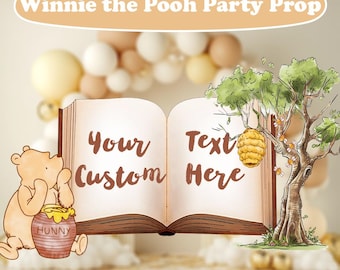 Libro de fondo clásico de Winnie the Pooh, accesorio para fiesta, decoración para baby shower de Winnie the Pooh, decoración de cumpleaños, oso de miel, primer cumpleaños, árbol
