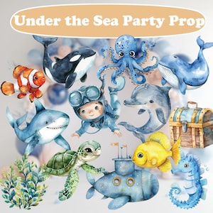 Unter den Ausschnitten des Meeres, Meerestiere Requisiten, Unterwasser-Themaparty, Sea Life Ausschnitte, Ozeantier-Partydekoration, Ozean-Babyparty, Jungen