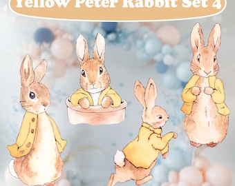 Yellow  Peter Rabbit Cutout Set 4, Storybook Baby Shower, Gender Neutral Decor, Birthday Decor, Lawn Sign, Bunny, 1st Birthday Decor,Standee