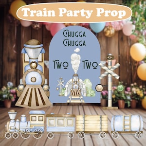 Chugga Chugga Two Two Party Cutouts, Train Party, Boy Birthday, Chugga Choo Theme, 2nd Birthday Decor, Custom Backdrop,Second Birthday Props