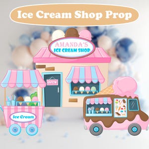 Ice Cream Shop Cutouts, Ice Cream Truck, Sweet One, Ice Cream Theme Party, Sweet Baby Shower, Baby Girl, Backdrop, Birthday Decor, Two Sweet