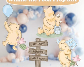 Conjunto clásico de Winnie the Pooh, accesorios para fiestas, decoración para baby shower de Winnie the Pooh, recorte, decoración de cumpleaños, fiesta de osos de miel, primer cumpleaños de niño