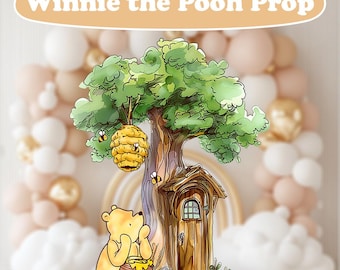 Classic Winnie the Pooh with Honey Pot, Party Props, Baby Shower, Cutout, Birthday Decor, Honey Bear, 1st Birthday, Fairy House Tree, Props