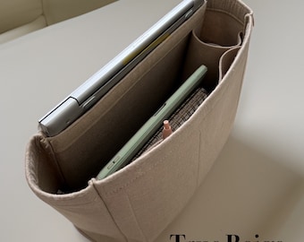 Bag Organizer + Laptop Sleeve for Totes that Fit a 13/14 Inch Laptop | Longchamp Le Pliage L and LV Neverfull MM Fit