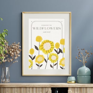 Bible Verse Art Print, Consider the Wildflowers - Luke 12:27