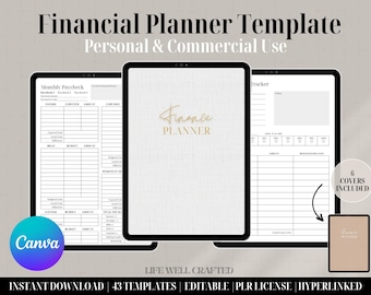 PLR Budget Planner Template Finance Planner Template Canva Commercial Use Editable Planner Hyperlinked Resell Editable Planner Planner Kit