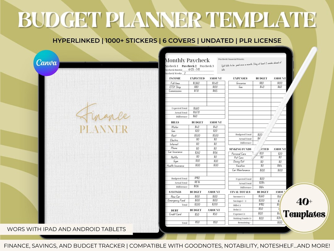 PLR Budget Planner Editable Template Finance Planner Kit Canva ...