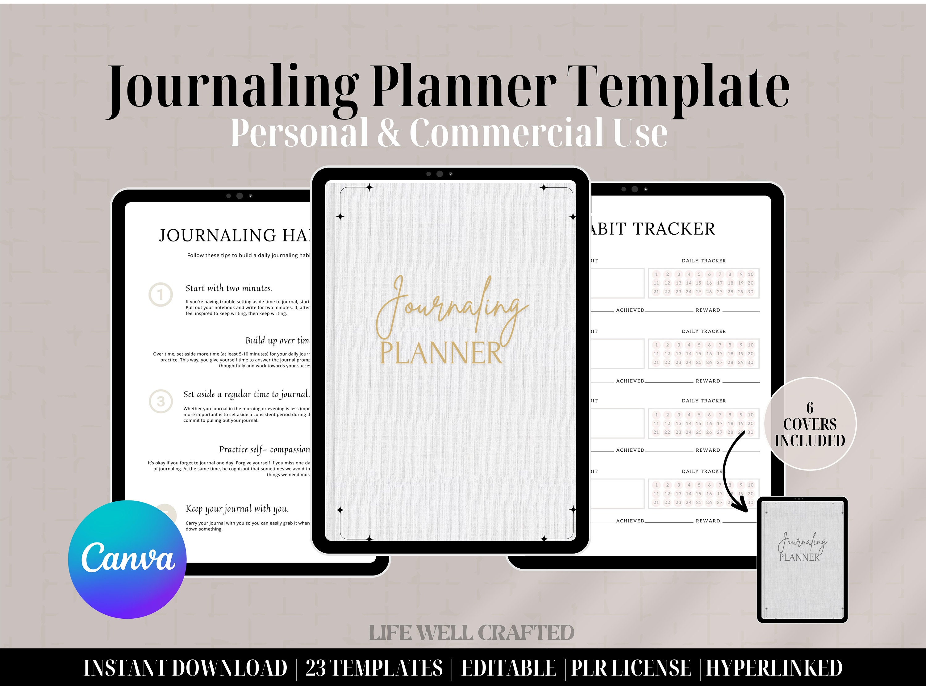 PLR Journal Planner Template Journal Planner Template Canva Commercial ...