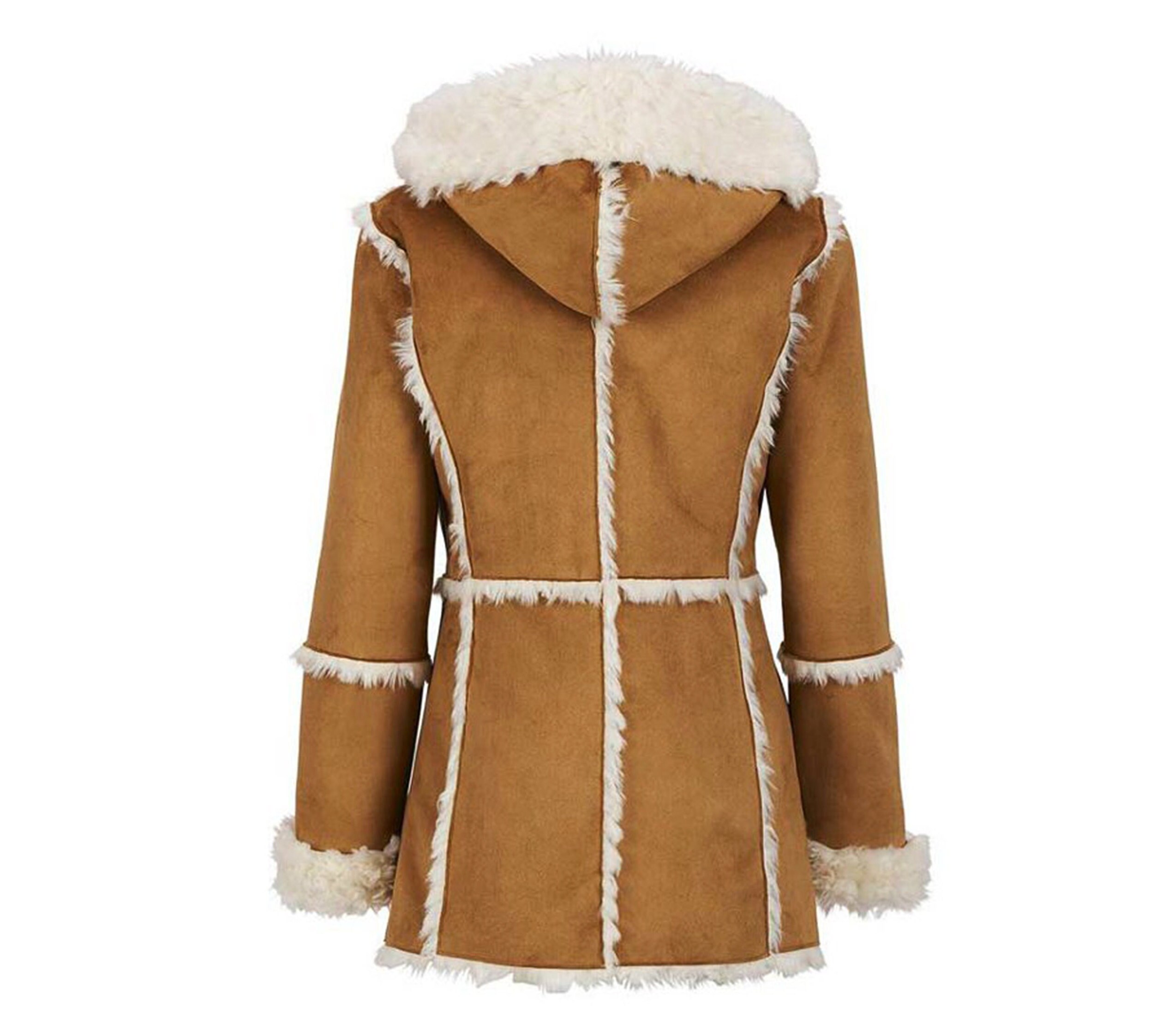 Womens faux fur suede coats Clearance