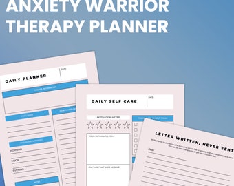 Digital Anxiety Planner Journal - Self Development, Mindfulness, and Gratitude  -Pink and Blue
