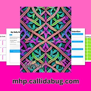 Rastreador de rotina diária de autocuidado, diário de bem-estar em PDF, planejador de crescimento pessoal e atenção plena | Páginas de colorir bônus para adultos | Cartão de afirmação