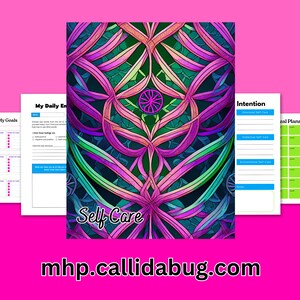 Rastreador de rotina diária de autocuidado, diário de bem-estar em PDF, planejador de crescimento pessoal e atenção plena | Páginas de colorir bônus para adultos | Cartão de afirmação