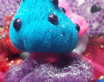 Electric Blue Slushee The Magic Eyed Mushroom Felted Creature