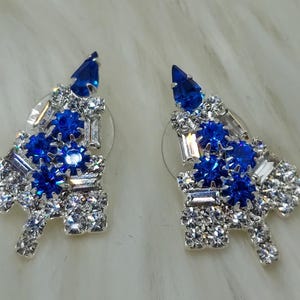 Vintage jaren 1990 ondertekende Eisenberg Ice grote kerstboom zilverkleurige Swarovski-kristallen strass vakantieoorbellen