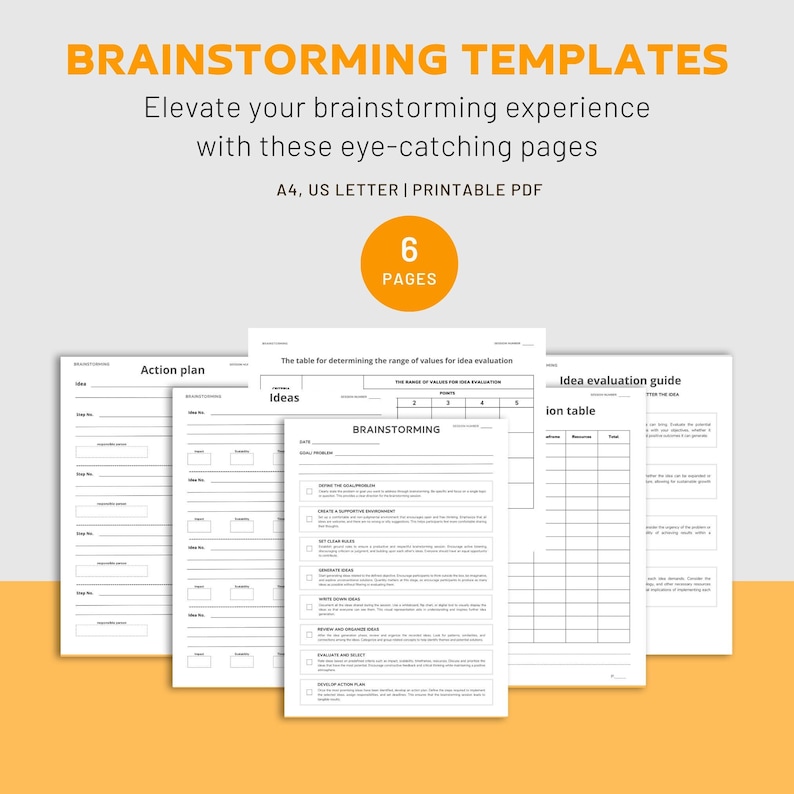 Printable Brainstorm Template Product Idea Brainstorming Sheets Ideas ...
