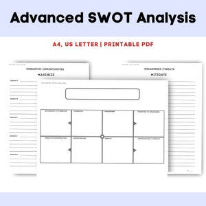SWOT Analysis Template | Advanced SWOT Analysis | SWOT Matrix  | Business Plan Swot Analysis | Personal Swot Analysis | Business Tool