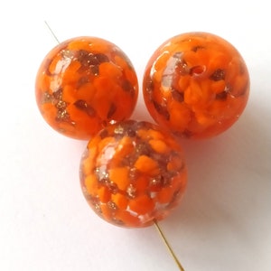 3 large handmade orange ball bead image 5