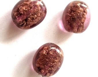 3 pink-brown handmade Czech glass beads