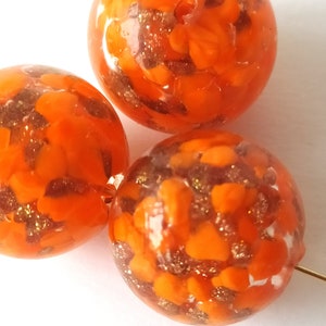 3 large handmade orange ball bead image 4