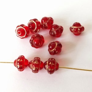 10 red lantern glass beads image 1