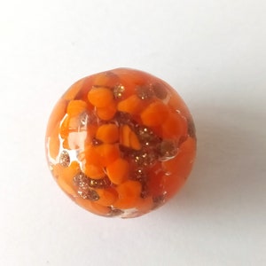 3 large handmade orange ball bead image 3