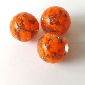 3 large handmade orange ball bead image 1