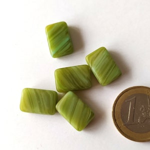 5 green matt rectangular glass beads image 1
