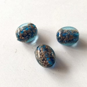 3 blue-petrol colored handmade glass beads image 6
