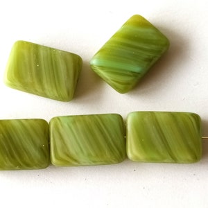 5 green matt rectangular glass beads image 2