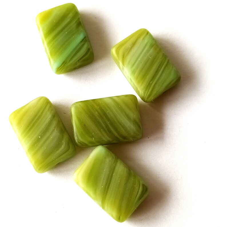 5 green matt rectangular glass beads image 5