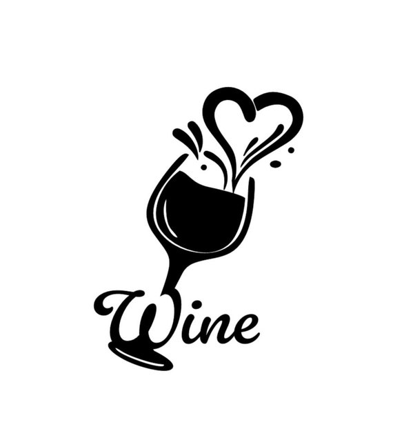 Heart Wine Glass Silhouette Matte Black Permanent Vinyl Decal Sticker 