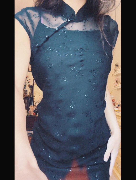 qupao long black dress - image 3