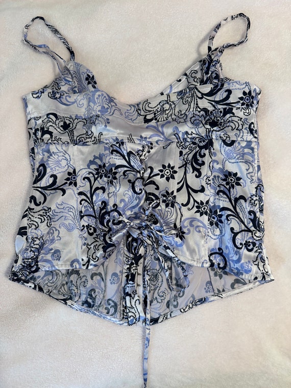 silk blue bustier y2k vintage crop top - image 9