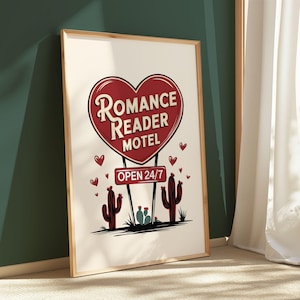 Romance Reader Motel Sign Art: Retro Book Lover Print (Digital Download)