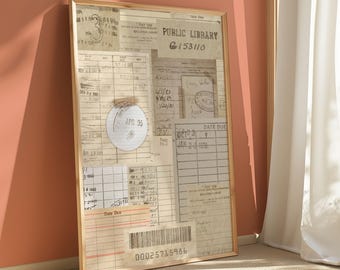 Vintage Bibliothek Ausweis Collage Kunstdruck: Dark Academia (Digitaler Download)