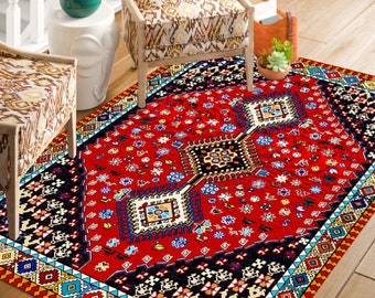 TİMELESS VİNTAGE TAPIJTEN, etnische boho tapijten, gebiedsdeken 8x10, rode tapijten, uniek tapijt, oosters tapijt 8x10, traditioneel gebiedsdeken, tapijt voor de woonkamer