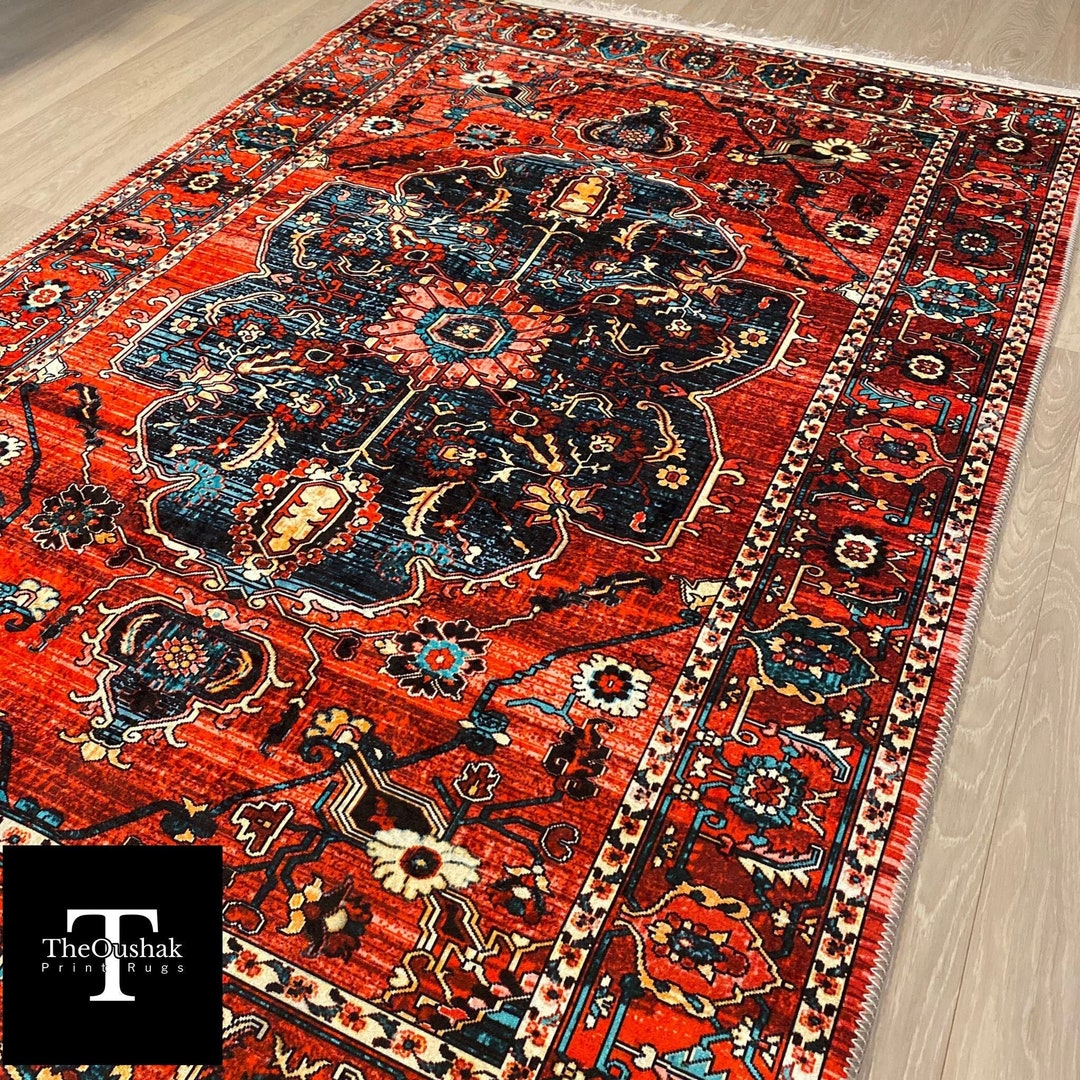 RED VİNTAGE RUG Ethnic Oriental Area Rug, Vintage Medallion Rugs