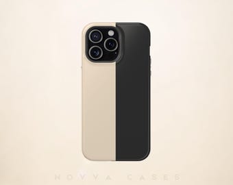 Black and Tan Color-block Phone Case: Minimalist Style