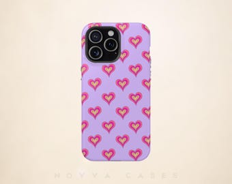 Retro Heart Pattern iPhone Case: Impact Resistant