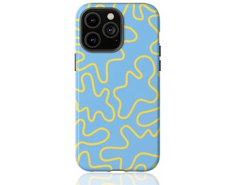 Abstract Yellow Squiggle Phone Case For Apple iPhone 11 12 13 14 Pro Samsung Galaxy S21 S22 S23 Ultra Google Pixel 6 7