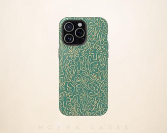 Abstract Coral Reef Pattern Phone Case: Minimalist Sea Life Design