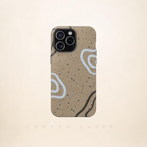 Abstract Freeform Lines & Speckles Phone Case iPhone 11 12 13 14 15 Pro Max Pro Mini, Minimalist Phone Case Samsung Galaxy S21 S22 Ultra