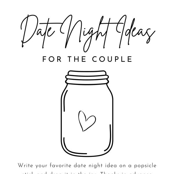 Editable - Date Night Jar Wedding Sign (Digital Template)