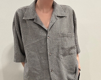 Blusa vintage xadrez manga curta